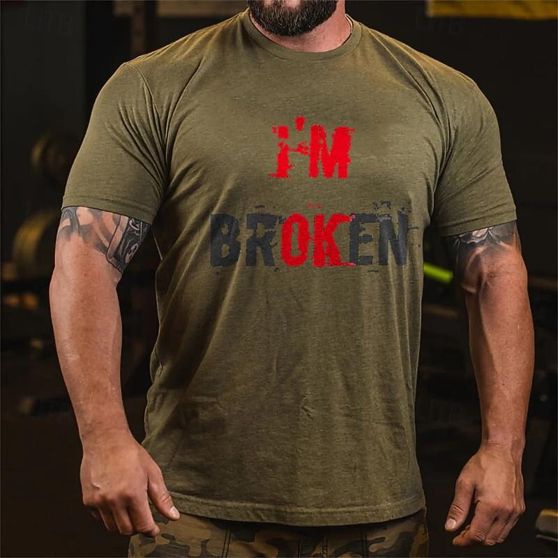 Men's Letter T Shirt Tee Top Cotton Short Sleeve Graphic Shirt Black Army Green Comfortable Tee Vacation Street Fashion Designer Clothing2