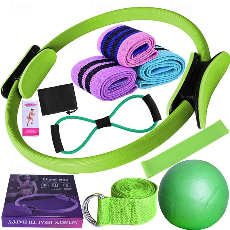 Yoga Fitness Eleven Piece Set with Ribbon Latex Silk Hip Ring Latex Elastic Ring Yoga Ball Stretching Band Pilates2