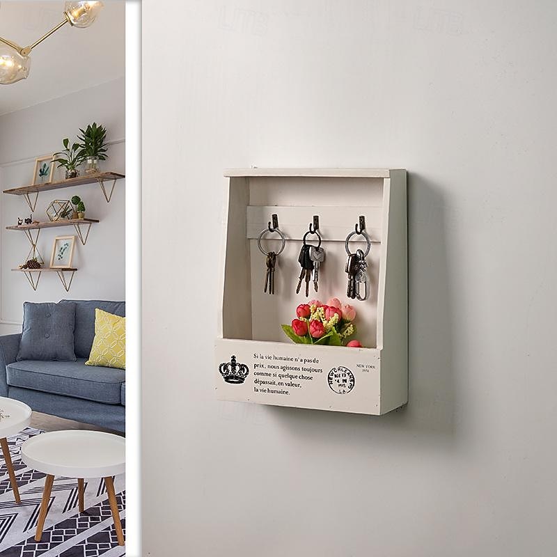 Wall-Mounted Wooden Key Storage Box Wall-Mounted Doorway Living Room Creative Home Finishing Decoration Entrance3