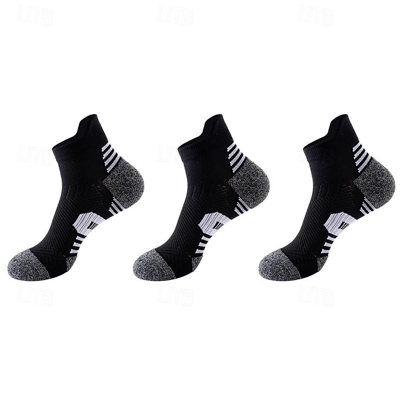 Men's 3 Pack Multi Packs Socks Ankle Socks Running Socks Casual Socks Black White Color Color Block Sports & Outdoor Casual Daily Basic Medium Spring Fall Fashion3