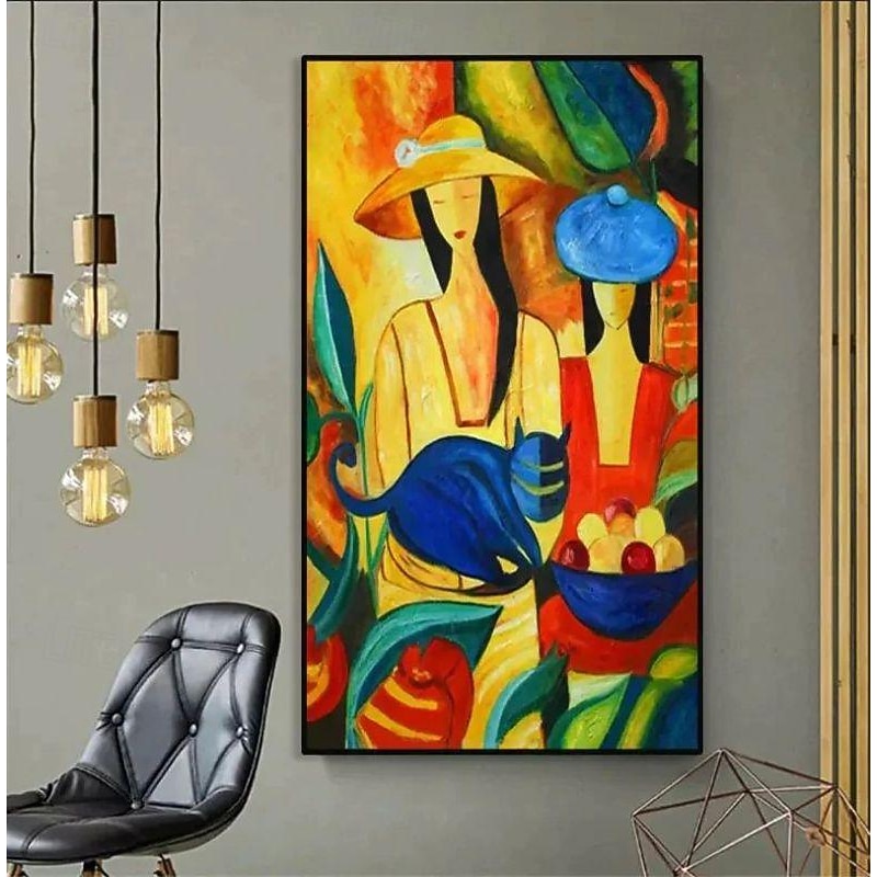 Handmade Oil Painting Canvas Wall Art Decoration Picasso Style Abstract Girl for Home Decor Rolled Frameless Unstretched Painting