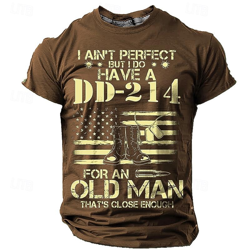 Men's Veteran DD-214 Graphic T-Shirt - "I Ain't Perfect But I Do Have A DD-214 For An Old Man That's Close Enough"4