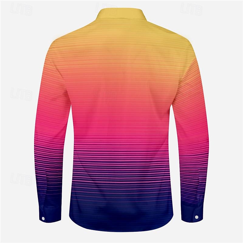 Men's Dress Shirt Printed Shirts Stripe Outdoor Vacation Black Purple Long Sleeve Turndown Spring & Summer Clothing Apparel Print3