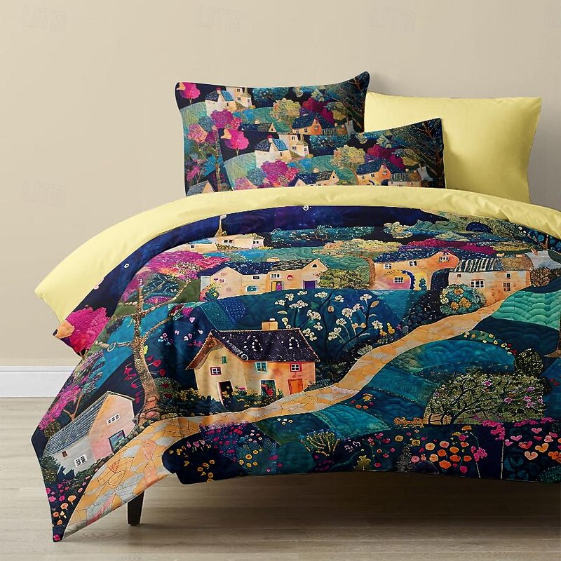 100% Cotton Duvet Cover Set Landscape Pattern Set Soft 3-Piece Luxury Bedding Set Home Decor Gift King Queen Duvet Cover2
