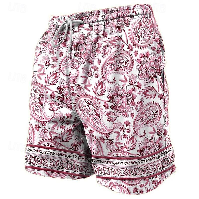 Men's Paisley Swim Trunks Swim Shorts Board Shorts Mid Waist Vacation Hawaiian Holiday Vacation Holiday Beach Drawstring with Mesh lining Elastic Waist Designer Clothing Apparel4
