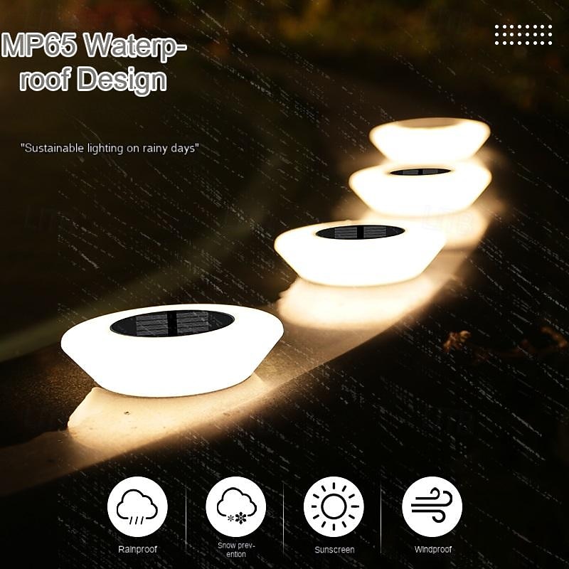 4pcs Solar Outdoor Courtyard Lights IP65 Waterproof Buried Lights for Garden Villa Backyard Pathway Steps Landscape Decoration Lawn Lights