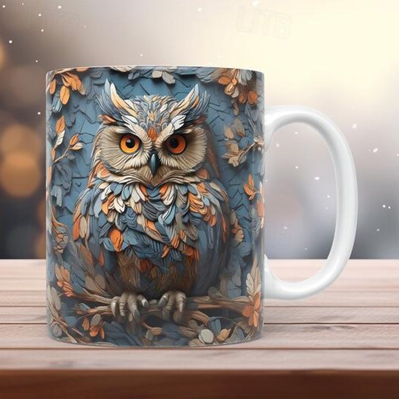 3D Owl Mugs, Funny 3D Animals Mug, Creative Space Design Multi-Purpose Mugs, Animals Lovers Coffee Mug, Cute Mug Ceramic Coffee Mugs, Cool Birthday Christmas Gifts for Women and Men2
