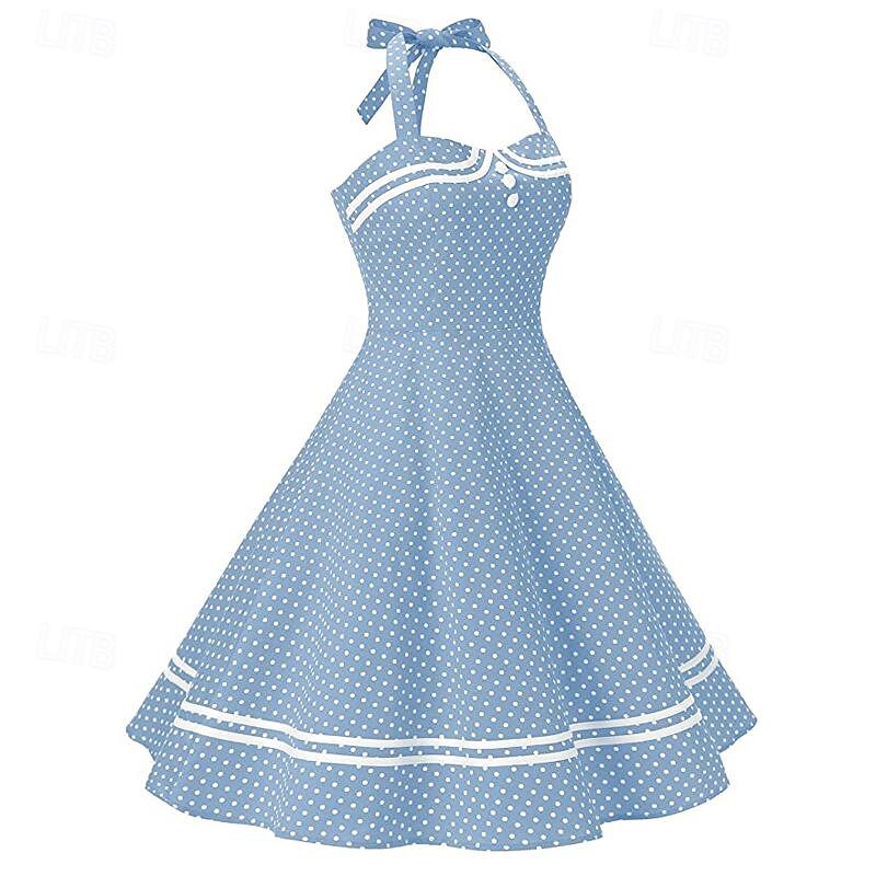 Retro Vintage 1950s Cocktail Dress Dress Party Costume A Line Dress Polka Dot Fancy Dress Women's Masquerade Event / Party Bachelorette Party Adults' Dress Homecoming Dresses3