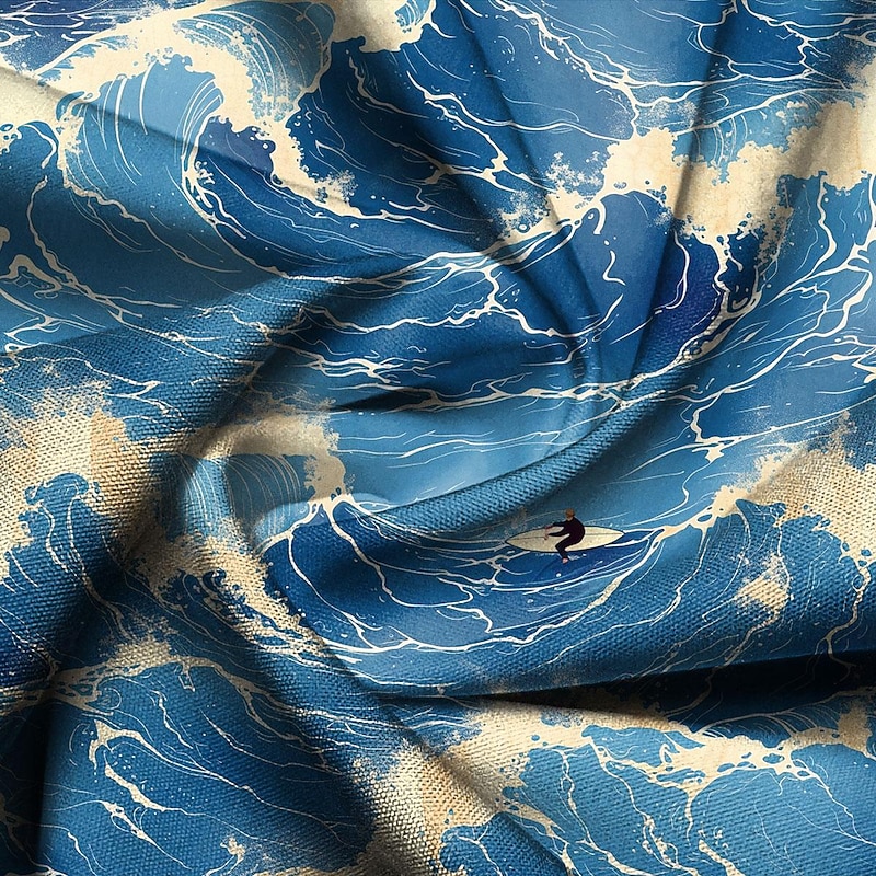 Men's Spray Seascape Pattern Summer Hawaiian Shirt Aloha Shirt Printed Shirts Long Sleeve Shirt Turndown Hawaiian Resort Vacation Party Street Blue Dark Blue S M L 5