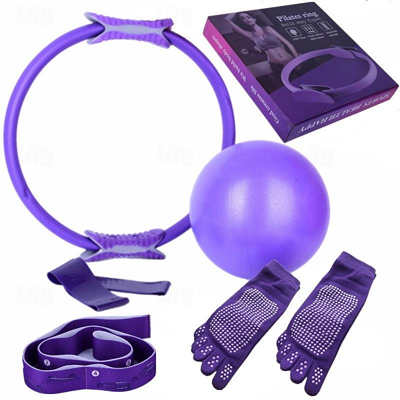 Yoga Circle Six Piece Pilates Circle Leg Clamp Position Belt Anti slip Yoga Long Finger Socks Open Back Latex Tension Ring2
