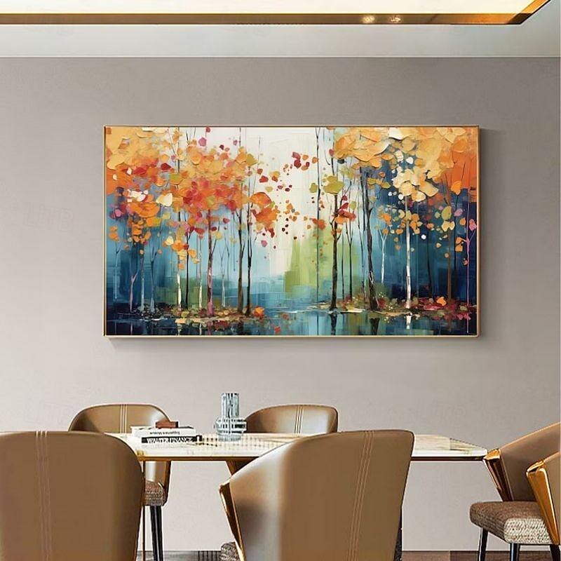 Handmade Oil Painting Canvas Wall Art Decoration Maple Grove Forest Abstract Landscape for Home Decor Rolled Frameless Unstretched Painting2