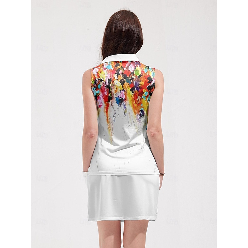 Women's Golf Polo Shirt Orange Sleeveless Sun Protection Top Ladies Golf Attire Clothes Outfits Wear Apparel2