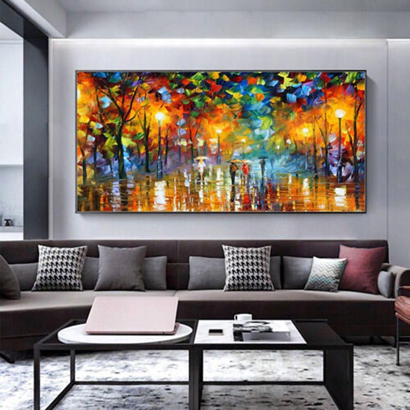 Hand Painted Thick texture Landscape Oil Paintings On Canvas street landscape art painting knife painting for wall decoration Home Decor Wall Art2