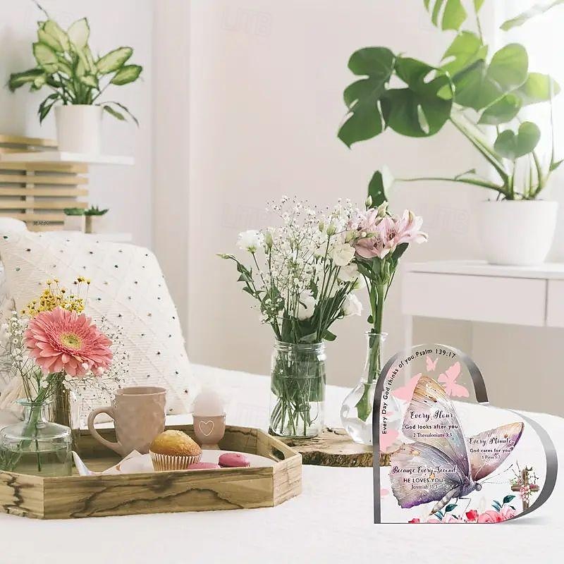 Acrylic Christian Gifts For Women Inspirational Gifts With Bible Verse Prayers Inspirational Desk Decor Engraved Heart Keepsake Religious Gifts Birthday Gift Friendship Gifts For Women2