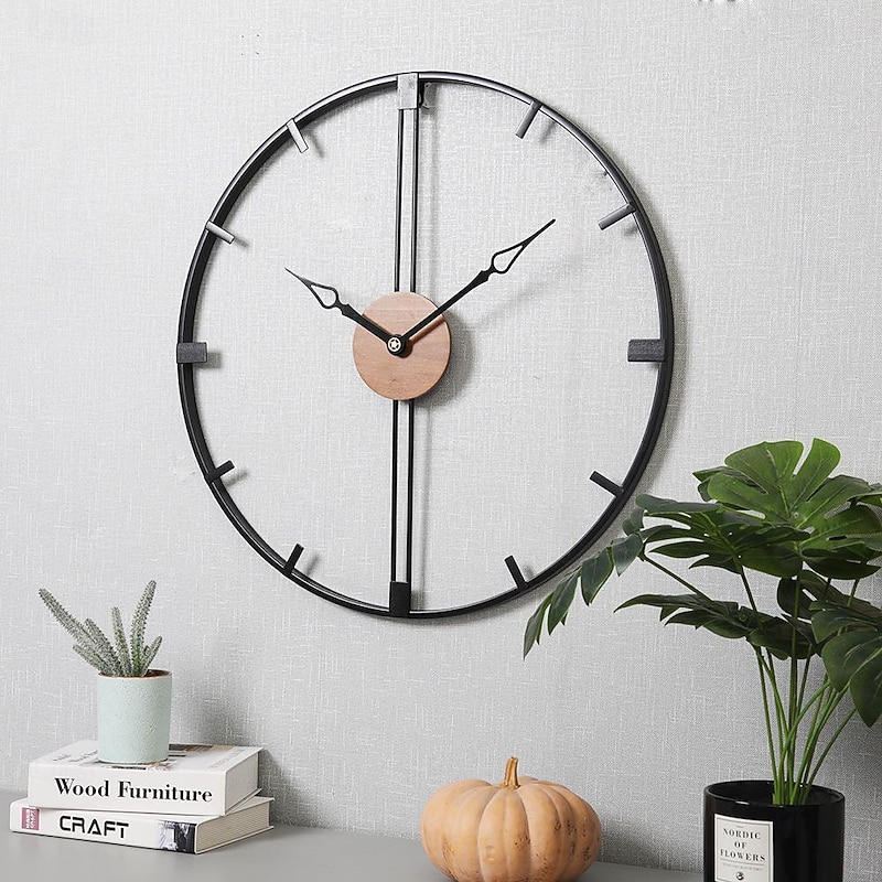 Wall Clock Art Large Modern Wall Clock Large Decor Art Wall Clocks Office Decor Minimalist Black Metal for Kitchen Bedroom Black 60cm3