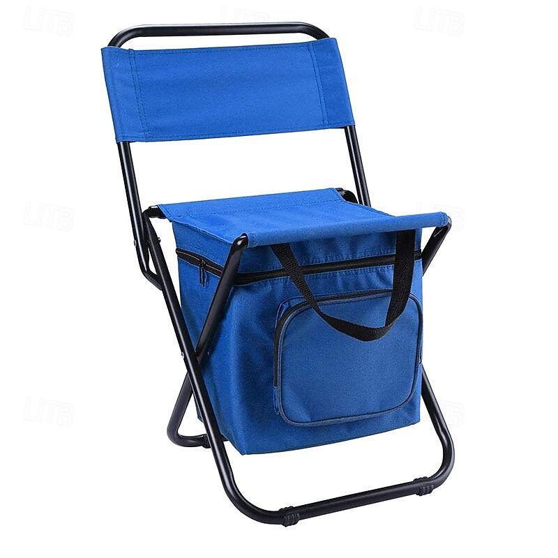 Portable Foldable Camping Chair with Cooler Bag, Lightweight Backrest Stool Compact Folding Chair Seat, Outdoor Backrest Stool with Folding Backpack for Camping Hunting Fishing Hiking4
