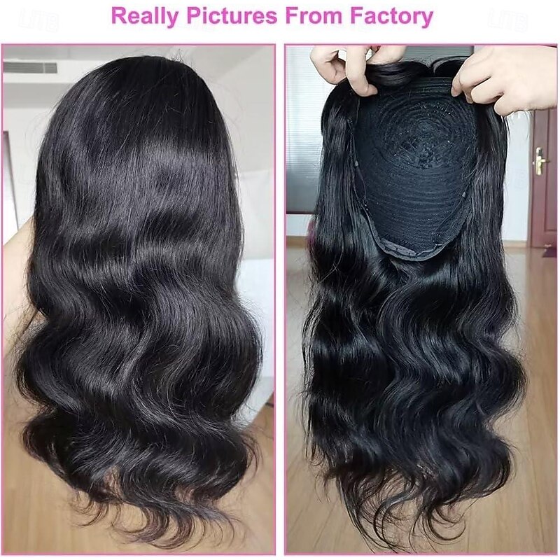 Body Wave Wigs with Bangs Human Hair  Wavy Full Machine Made Scalp Top Wig None Lace Front Wigs for Black Women 8-30 inch   Brazilian Virgin Hair Natural Color3