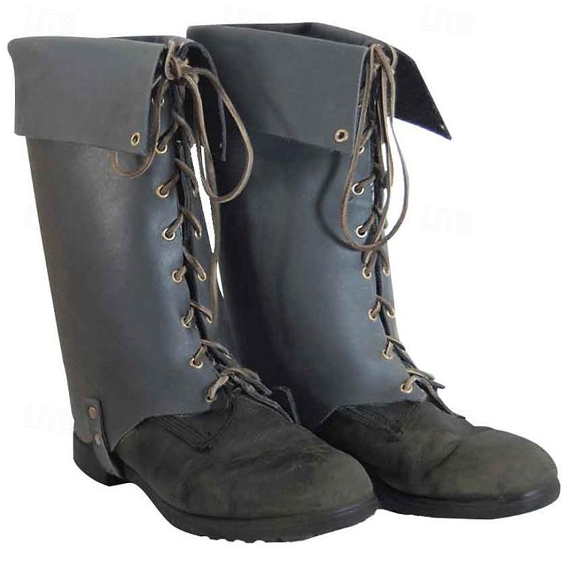 Retro Vintage Medieval Renaissance Shoes Gaiters Boot Covers Pirate Knight Ritter Viking Fancy Dress Men's Unisex Pirate Halloween Carnival Masquerade Event / Party Masquerade Adults' Shoe Cover2
