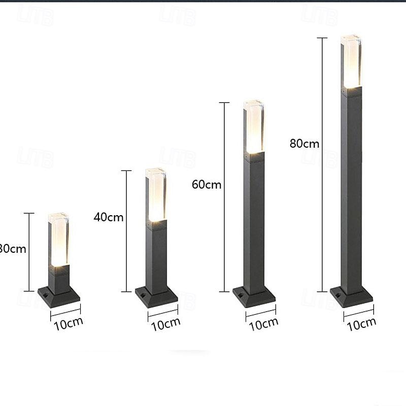 Outdoor Bollard Light Outdoor LED Path Lights 30/40/60/80cm Aluminium Anthracite Base Light, Modern Design Garden Lamp, IP65 Weatherproof, Garden Floor Lamp, 3000 K Warm White3