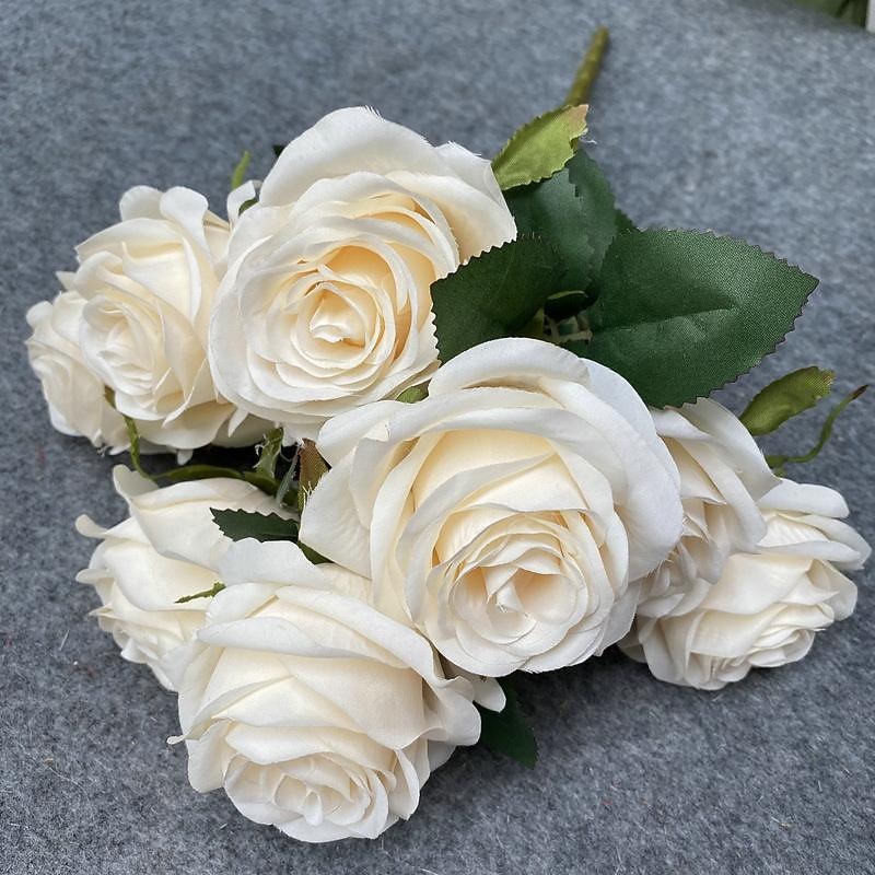 18 Pcs Single Simulated Multi Head Rose Bouquet Wedding Decoration Artificial Flowers Photography Layout Props Artificial Flowers4