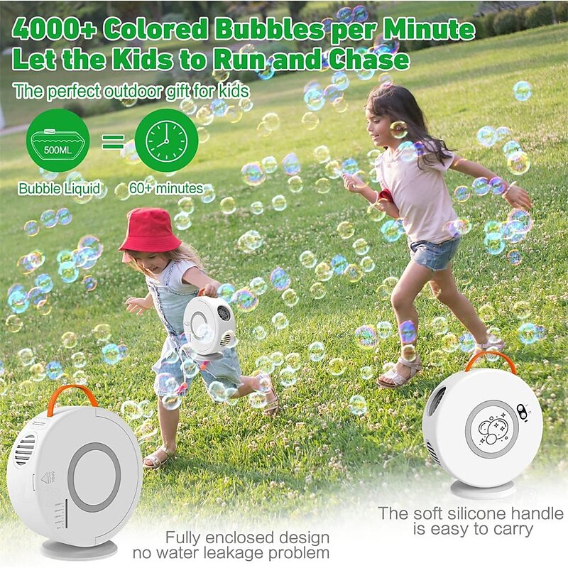 Bubble Machine Automatic Bubble Blower for Kids Toddlers Rechargeable Battery Portable Bubble Maker Electric Bubble Machine Auto Rotating 90/360 Outdoor Toy for Birthday Party Wedding2