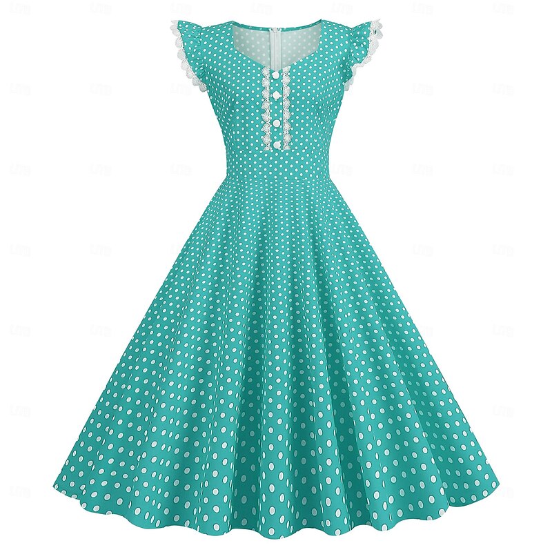 Retro Vintage 1950s Grease Outfits Rockabilly Dress Swing Dress Flare Dress Polka dots Fancy Dress Women's Halloween Masquerade Dailywear Adults Dress Homecoming Dresses2