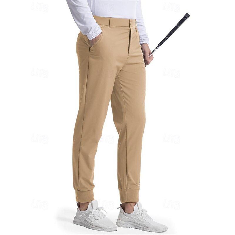 Men's Golf Pants Trousers Casual Pants Buttons Pocket Elastic Cuff Plain Comfort Sports Outdoor Daily Fashion Casual Dark Brown ArmyGreen Micro-elastic2