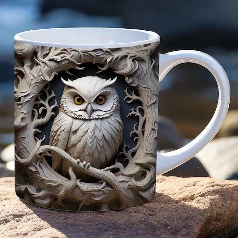 3D Owl Mugs, Funny 3D Animals Mug, Creative Space Design Multi-Purpose Mugs, Animals Lovers Coffee Mug, Cute Mug Ceramic Coffee Mugs, Cool Birthday Christmas Gifts for Women and Men4