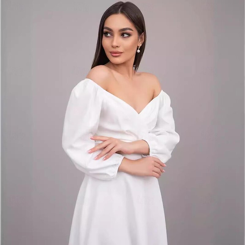 Vintage 1950s Mini Dress Little White Dress Bridal Solid Colored A-Line V Neck Fancy Dress Women's Masquerade Wedding Bridal Shower Bachelorette Party Adults' Dress Homecoming Dresses3