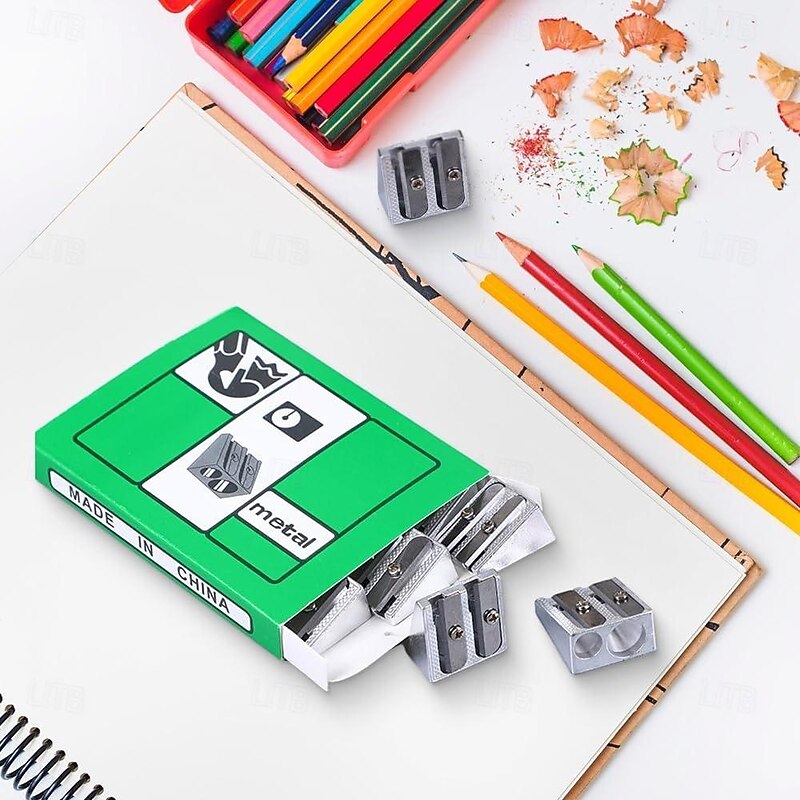 Magnesium Pencil Sharpener Survival, Hand Held Pencil Sharpener 2-Hole Pencil Sharpener Magnesium Alloy Wedge Profile3