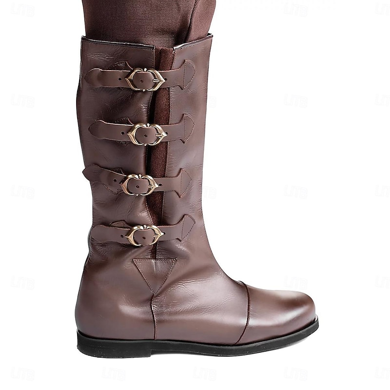 Retro Vintage Medieval Renaissance Shoes Flat Jazz Boots Pirate Knight Ritter Men's Unisex Halloween Event / Party Masquerade Shoes Fancy Medieval Boots3