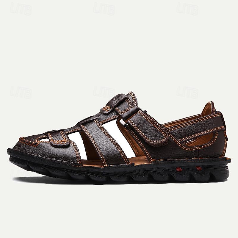 Men's Premium Leather Outdoor Fisherman Sandals with Adjustable Straps and Non-Slip Sole – Perfect for Summer Hiking and Casual Wear4
