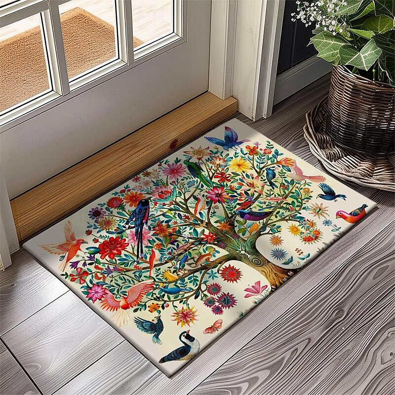 Tree of Life with Birds Doormat Floor Mats Washable Rugs Kitchen Mat Non-Slip Oil Proof Rug Indoor Outdoor Mat Bedroom Decor Bathroom Mat Entrance Rug3