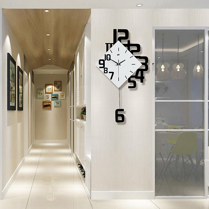 Creative personality digital clock fashion European style living room wall clock wooden decorative wall watch quartz explosion 34 38 50 cm3