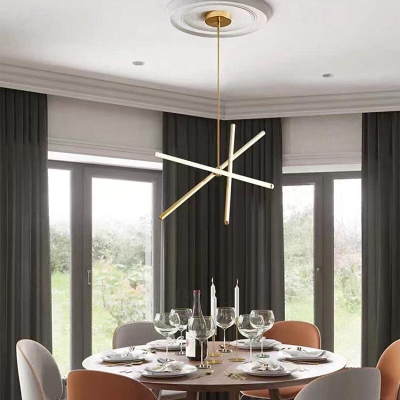 Chandeliers LED Sputnik Chandelier Dia68CM Aluminum Frame Black Painted Finishes for Living Room Bedroom Coffee Bar Warm WhiteWhite Light2