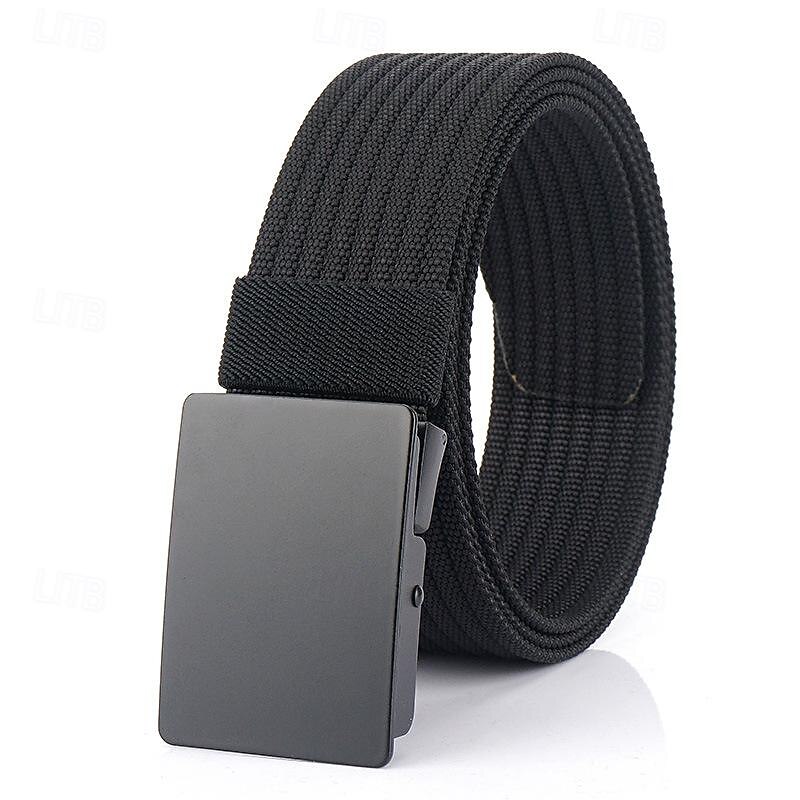 Men's Nylon Belt Waist Belt Black 1# Black Nylon Alloy Durable Adjustable Plain Outdoor Daily2