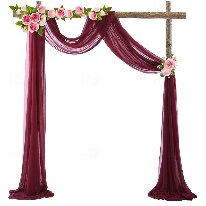 75*600cm Arched Door Gauze Curtain Outdoor Forest Lawn Wedding Decoration Hanging Curtain Wedding Decoration Cloth Curtain Pearl Chiffon Curtain2