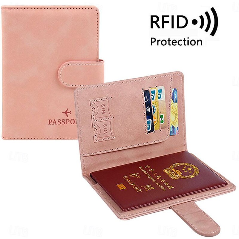 Women Men RFID Vintage Business Passport Covers Holder Multi-Function ID Bank Card PU Leather Wallet Case Travel Accessories