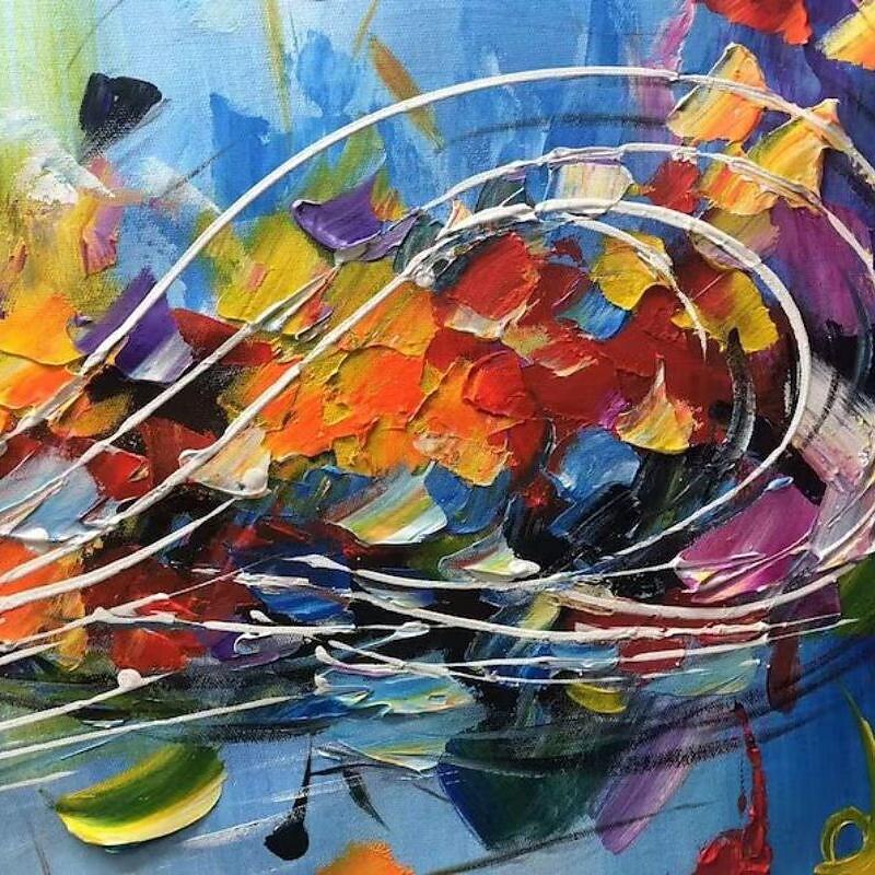 Handmade Oil Painting Canvas Wall Art Decoration Cheerful Colorful Abstract Musical Staff for Home Decor Rolled Frameless Unstretched Painting4