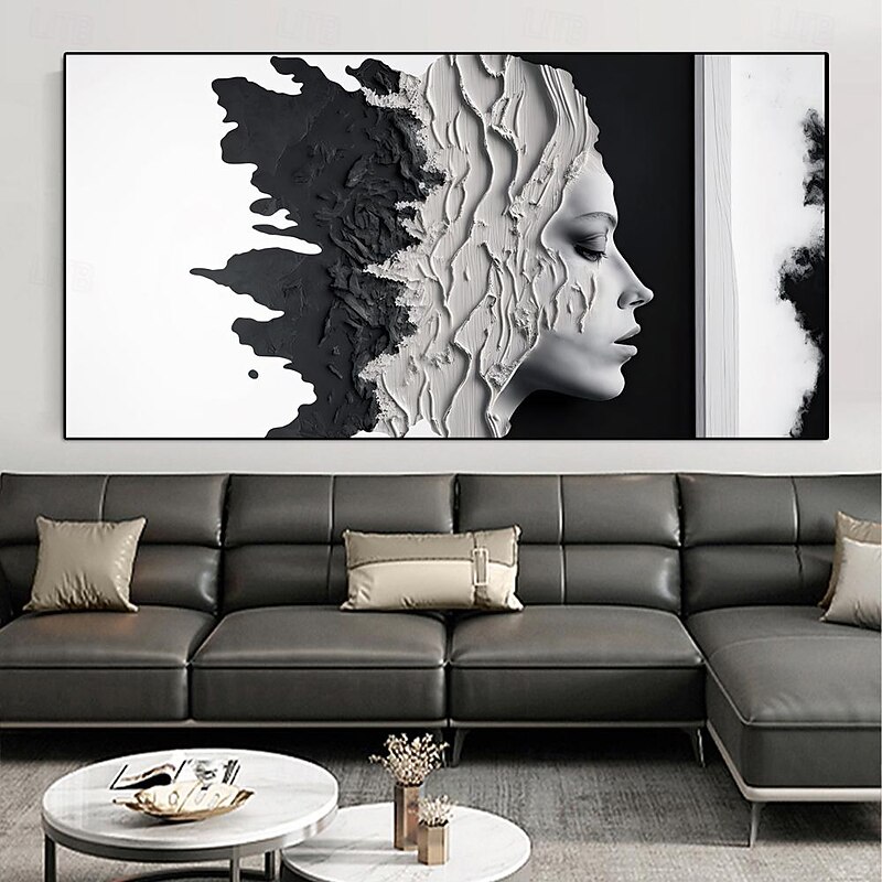 Handmade face Oil Painting Hand Painted pattle knife face women paintings sexy painting 3d painting high quality painting Horizontal Abstract People Contemporary Modern Rolled Canvas (No Frame)3