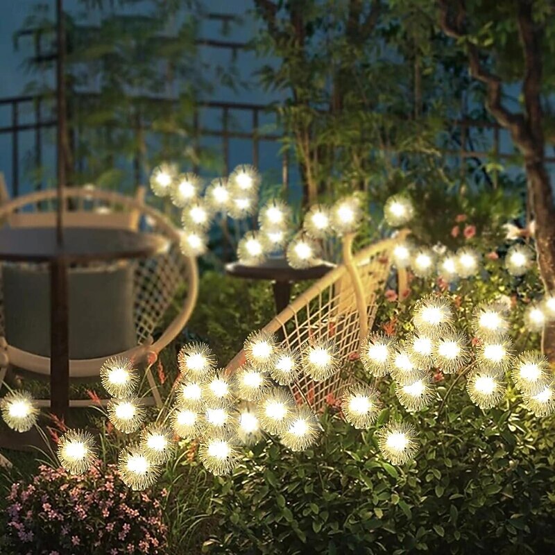 2pcs Solar Garden Swinging Light Solar Powered Dandelion Light 6/8LED Outdoor IP65 Waterproof Patio Light Path Landscape Outdoor Walkway Decoration Lamp3