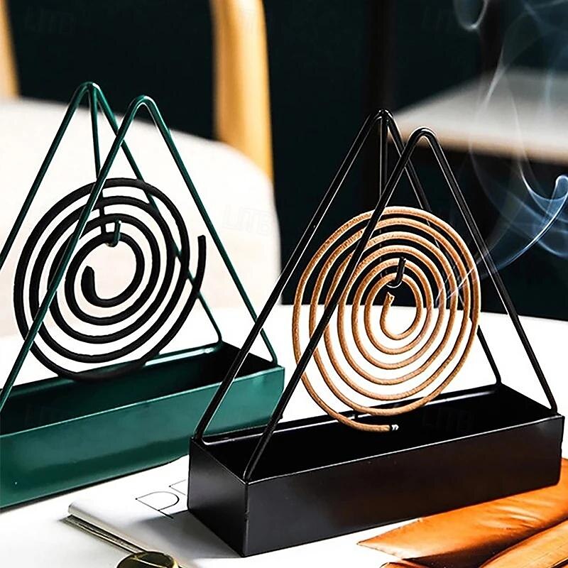 Iron Mosquito Coil Holder Incense Holders Coil Incense Burner Frame Repellent Incense Rack for Household Bedroom Patio Triangular Shape Mosquito Repellent Incense Rack Anti-scald Mosquito Coil Holder