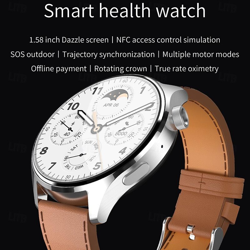 696 SK32 Smart Watch 1.58 inch Smartwatch Fitness Running Watch Bluetooth ECG+PPG Pedometer Call Reminder Compatible with Android iOS Women Men Hands-Free Calls Message Reminder IP 67 47mm Watch Case2