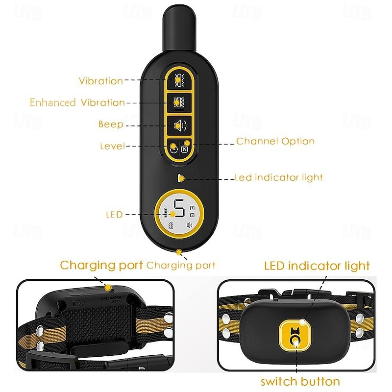 1200FT Pet Dog Training Collar with Remote Waterproof Rechargeable Beeps Vibrations Mode Human Suitable for Small Medium Large Dog2