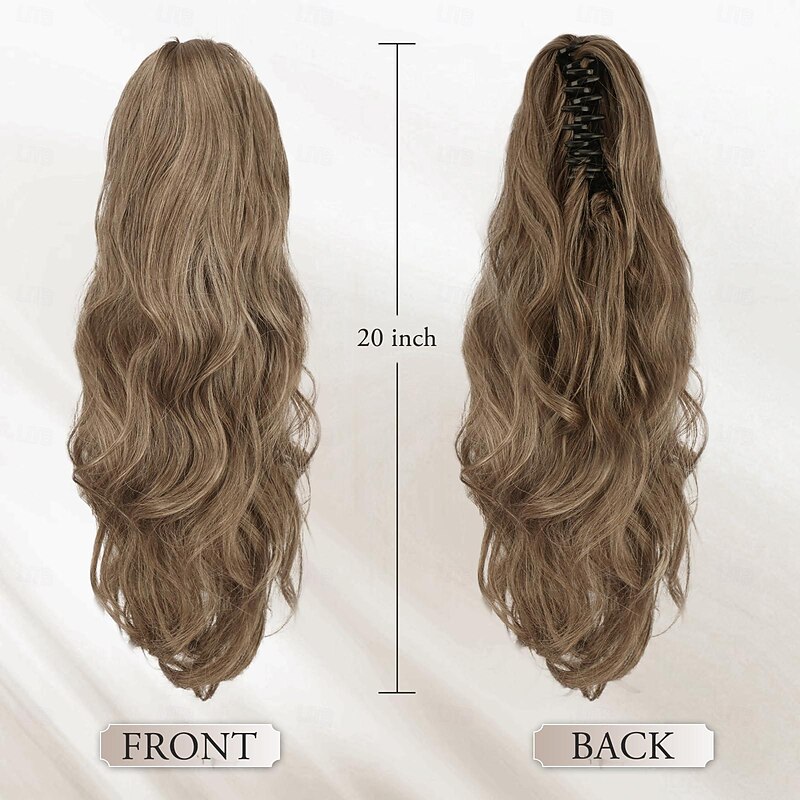 Claw Clip Ponytail Extension Long Wavy Claw Clip in Ponytail Brown Blonde Ponytail Hair Extensions Synthetic Pony Tail Hairpieces for Women Girls Daily Party2