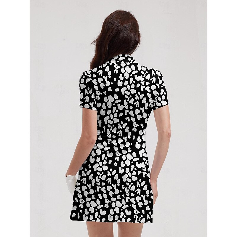 Women's Tennis Dress Golf Dress Black Short Sleeve Dress Ladies Golf Attire Clothes Outfits Wear Apparel2