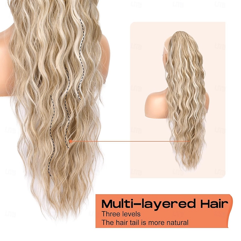 Highlight Drawstring Ponytail Extension Eva Long Thick Wavy Clip in Hair Extensions Ponytail Natural Soft Synthetic Hairpiece for Women2