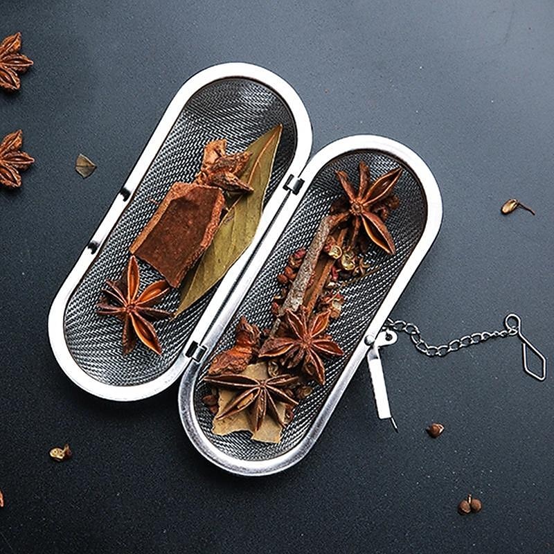 Premium Stainless Steel Tea & Spice Infuser - Durable, Easy-Clean Fine Mesh Strainer with Extended Chain for Home and Outdoor Use3