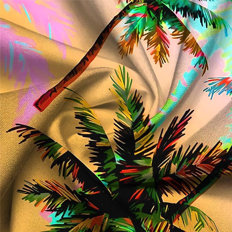 Men's Palm Tree Tropical Plants Shirt Summer Hawaiian Shirt Aloha Shirt Short Sleeve Shirt Turndown Vacation Hawaiian Outdoor Vacation Hawaiian Yellow Purple Orange S M L3