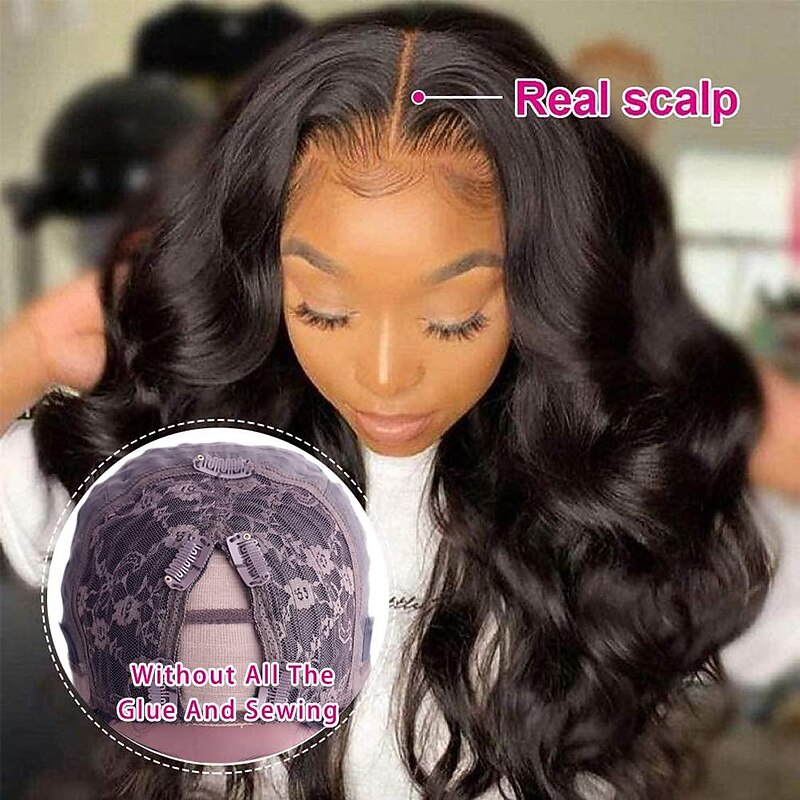 Body Wave V Part Wigs Human Hair No Leave Out Lace Front Wigs Brazilian Virgin Human Hair Wigs For Black Women Upgrade U Part Wigs  Full Head Clip In Half Wig V Shape Wigs3